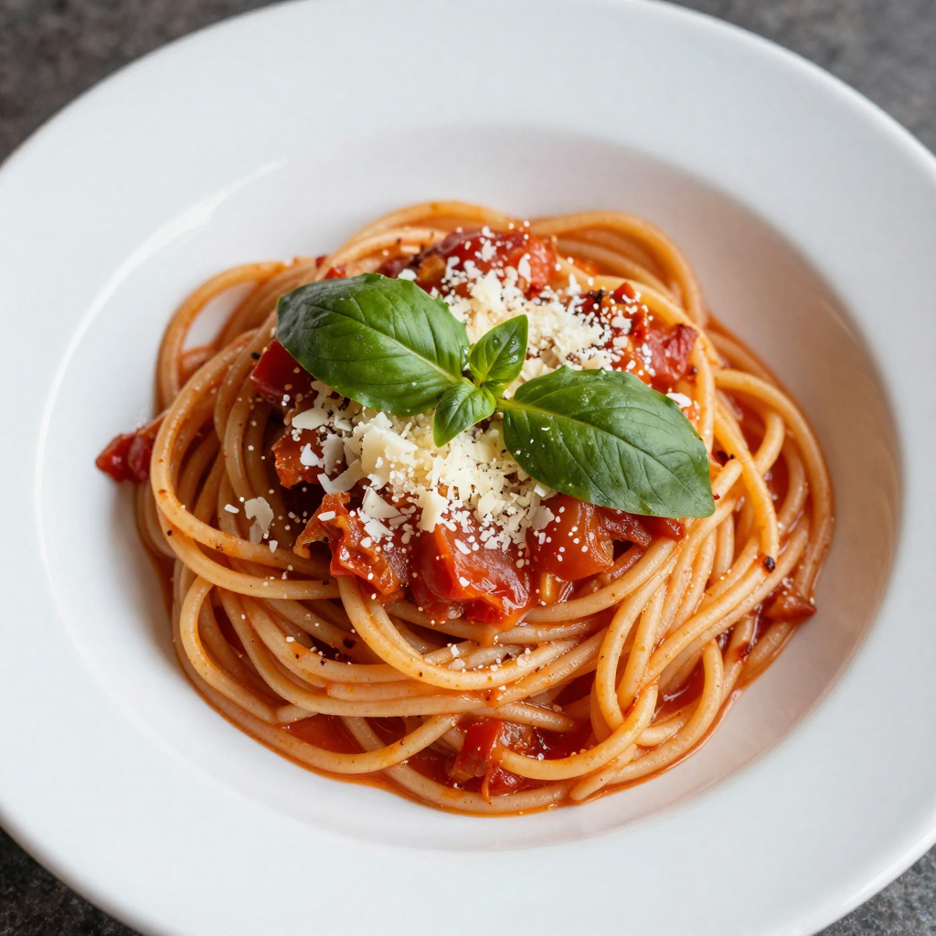One-Pot Tomato Basil Pasta with Garlic and Parmesan