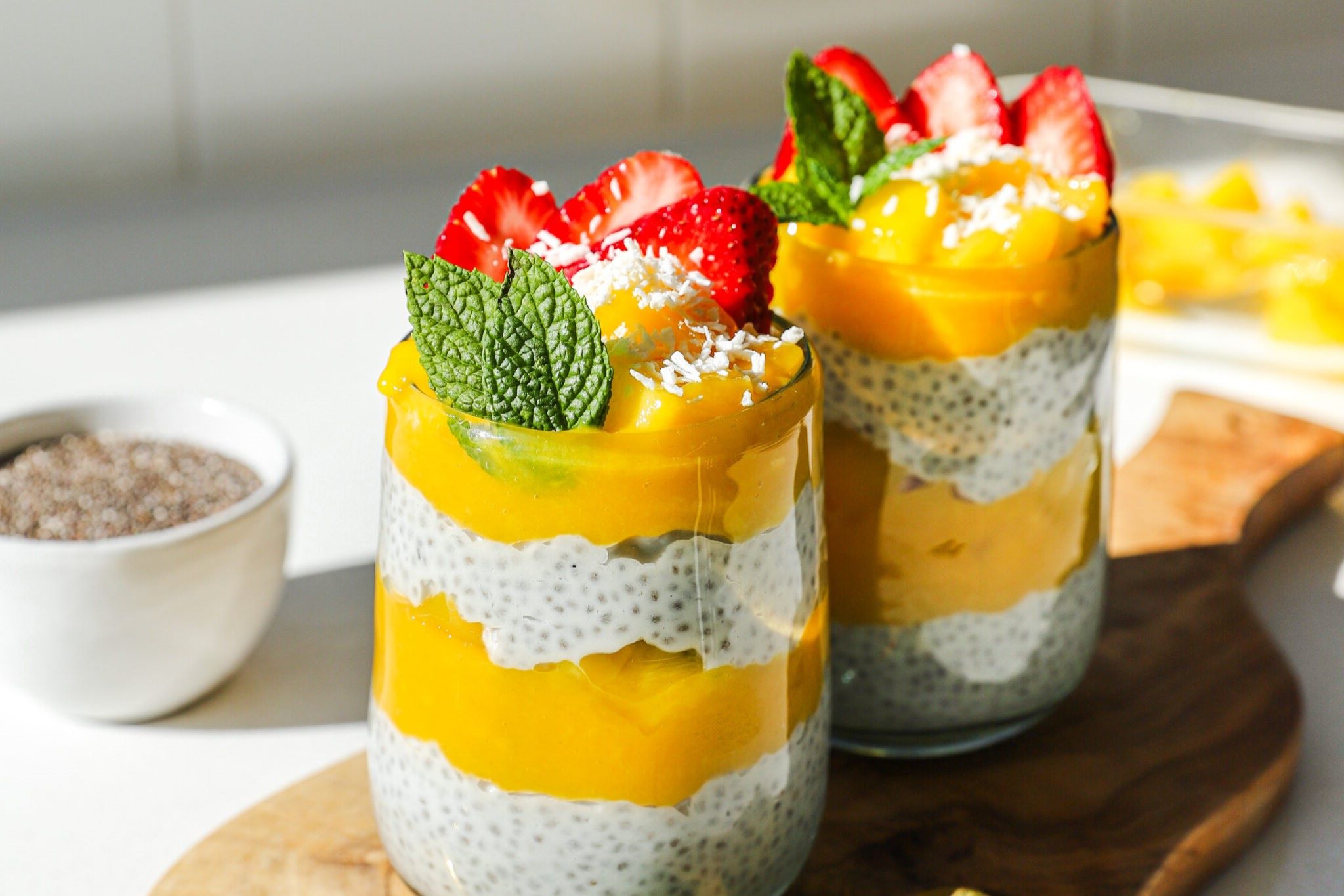 Layered Coconut Mango Mousse Parfait