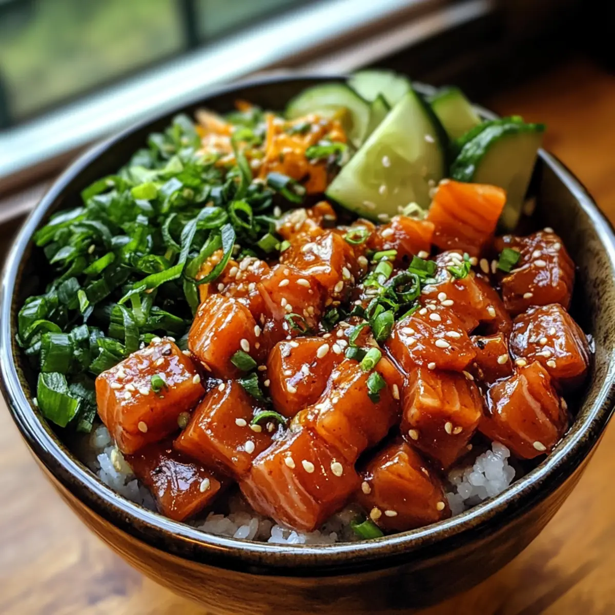 Spicy Hawaiian Poke Bowl with Sriracha Mayo and Mango