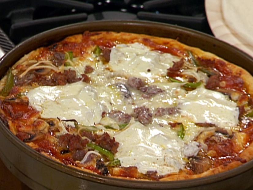 Chicago-Style Deep Dish Pizza with Italian Sausage and Mozzarella