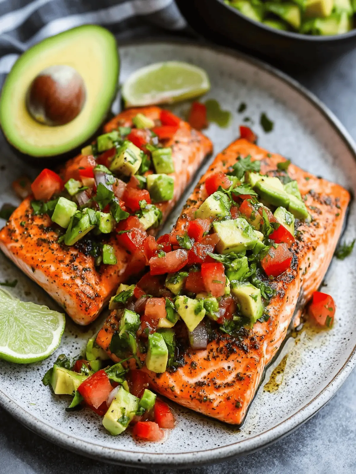Oven-Roasted Salmon with Lemon-Dill Avocado Salsa