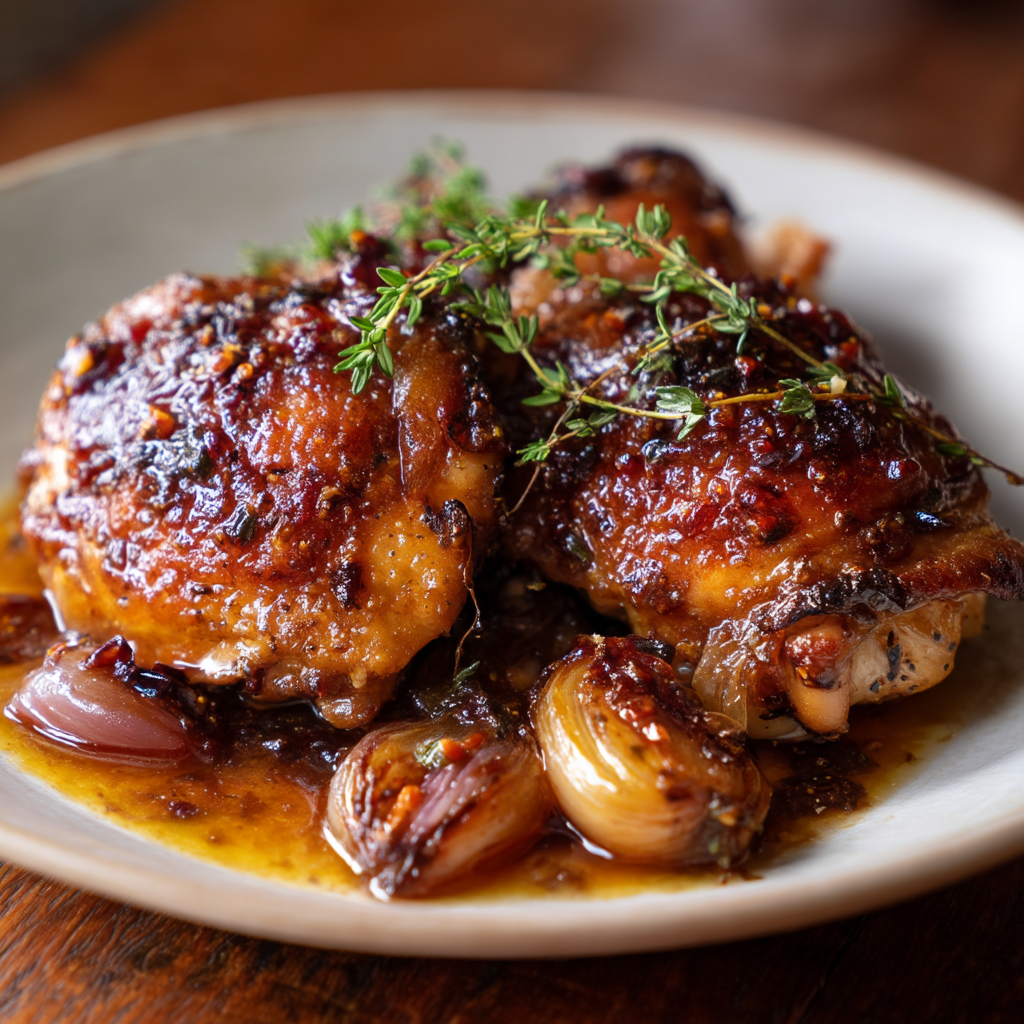 Pan-Seared Chicken with Caramelized Shallots and Balsamic Glaze