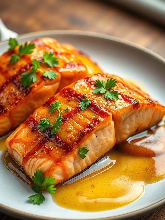 Maple-Mustard Glazed Grilled Salmon with Herb Butter