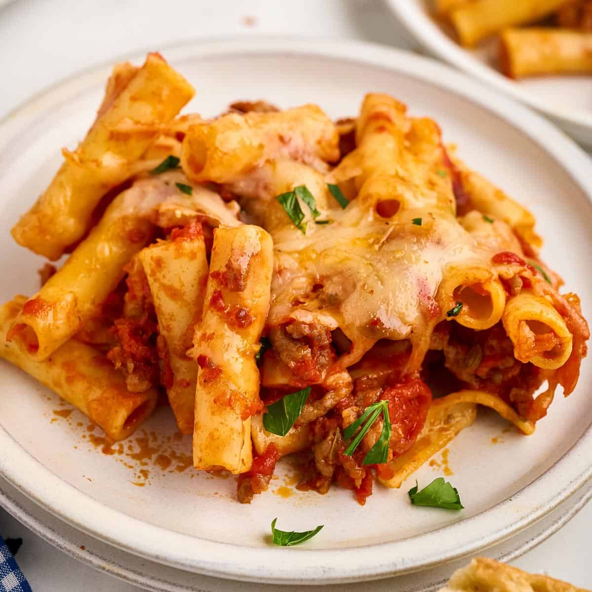 Baked Italian-Style Ziti with Tomato Basil Sauce and Mozzarella