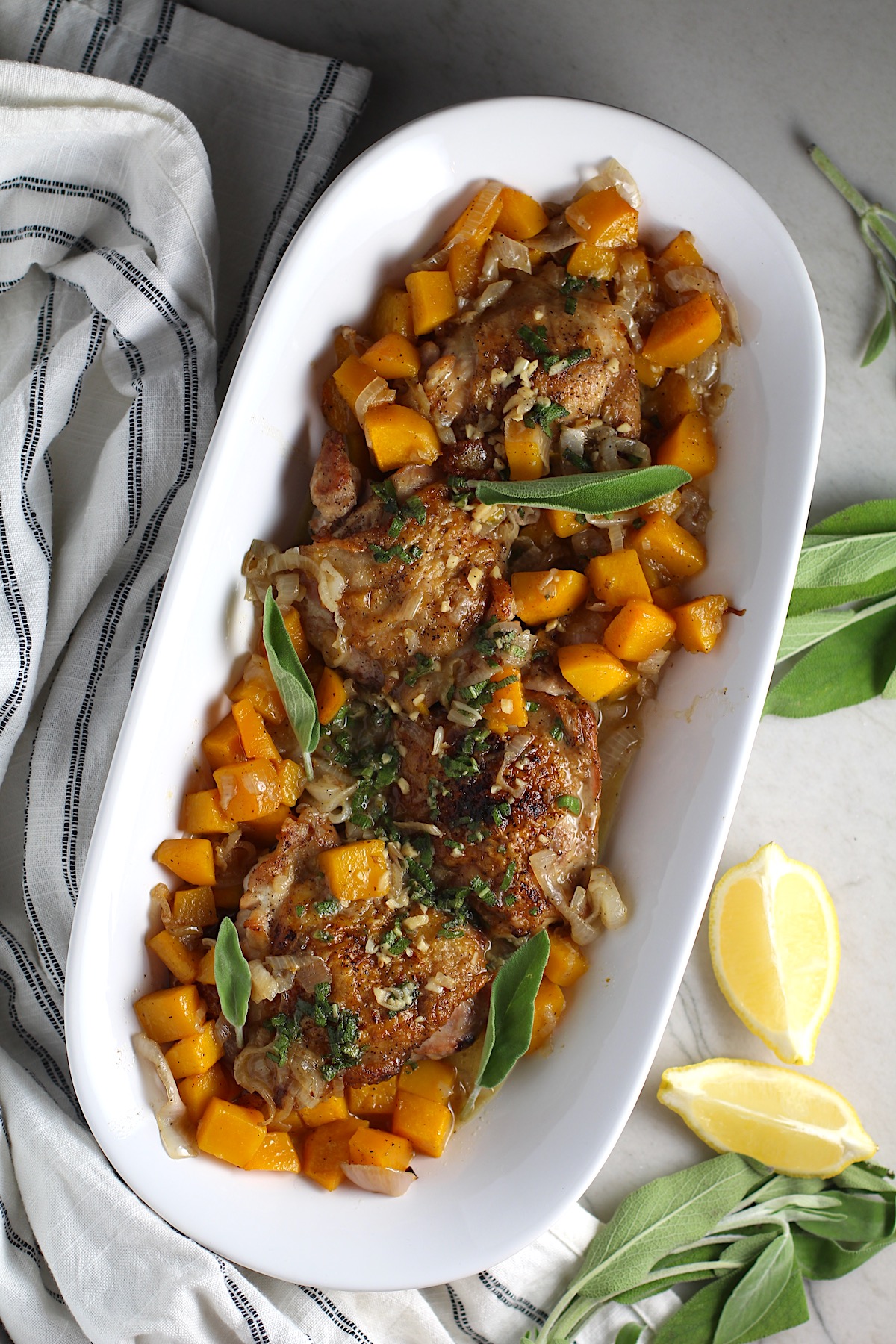 Sautéed Chicken with Roasted Butternut Squash and Sage