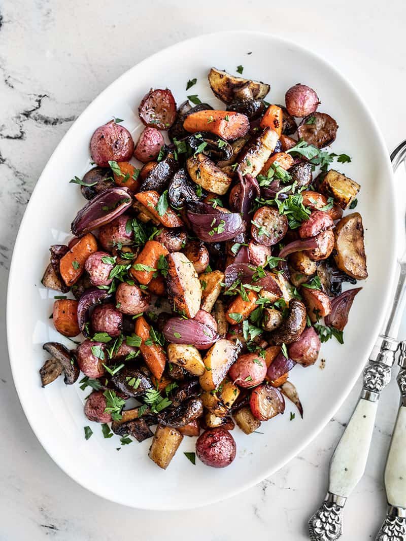 Roasted Vegetable and Pecan Salad with Balsamic Vinaigrette