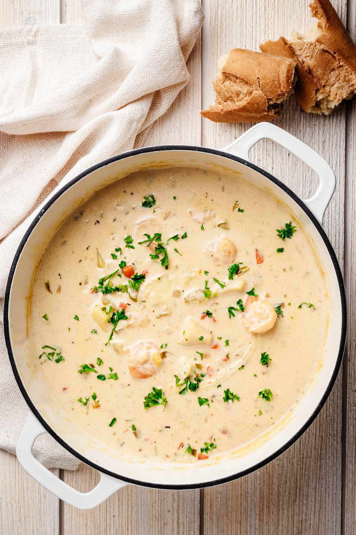 Smoky Bacon Shrimp and Salmon Chowder