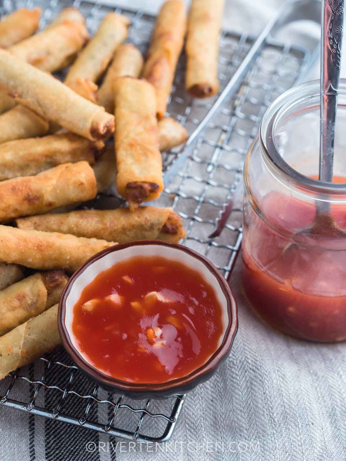 Pan-Fried Lumpia Shanghai with Sweet-Spicy Dipping Sauce