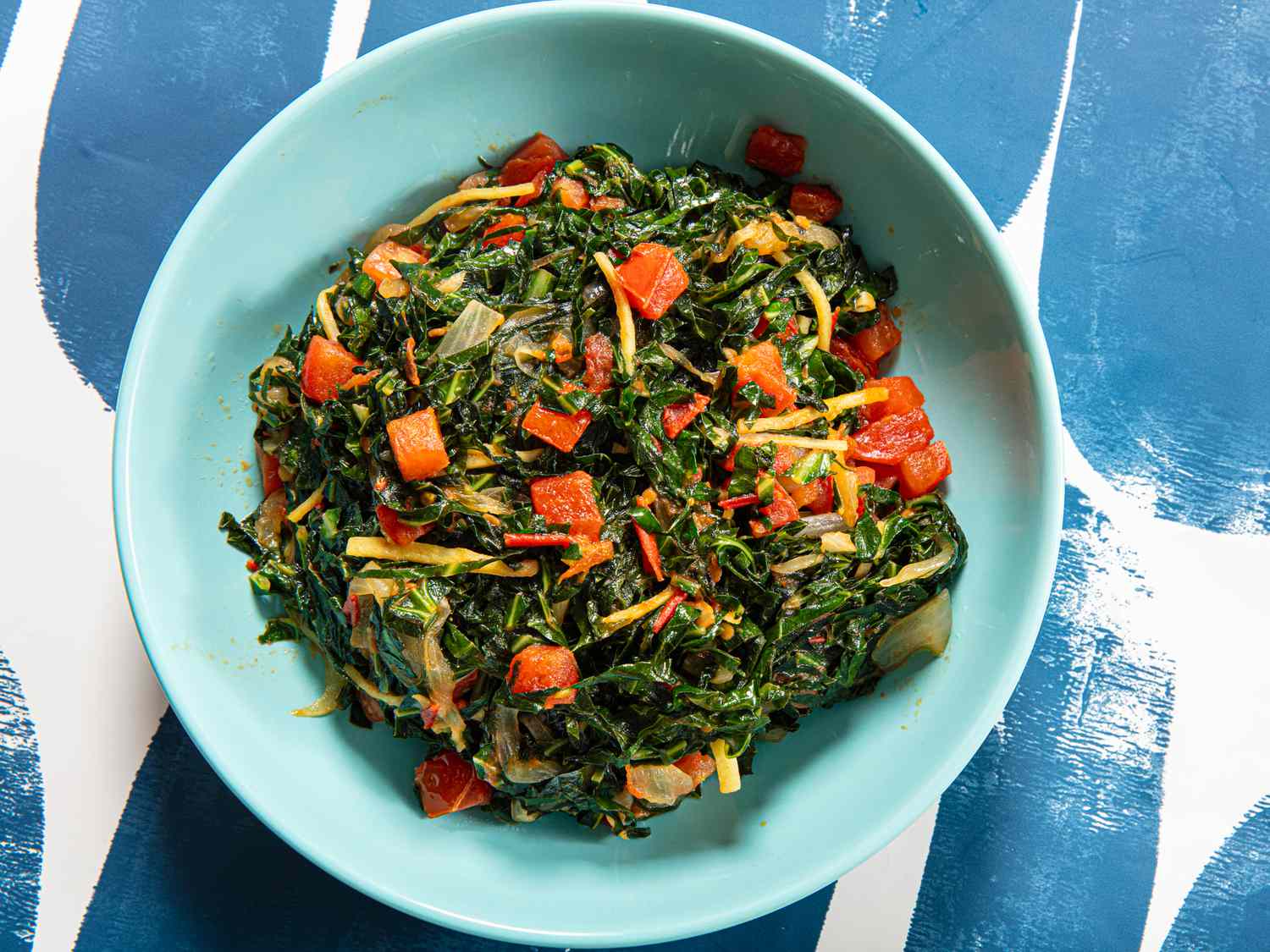 Simmered Kenyan Sukuma Wiki with Tomatoes and Onions