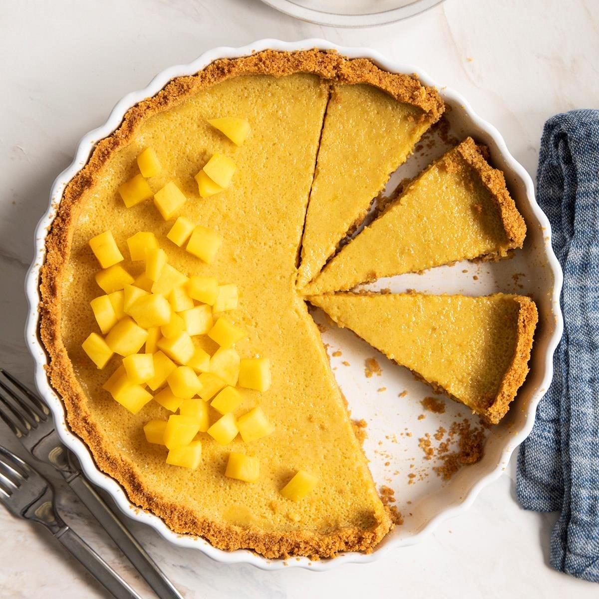 No-Bake Mango Cream Cheese Pie with Graham Cracker Crust