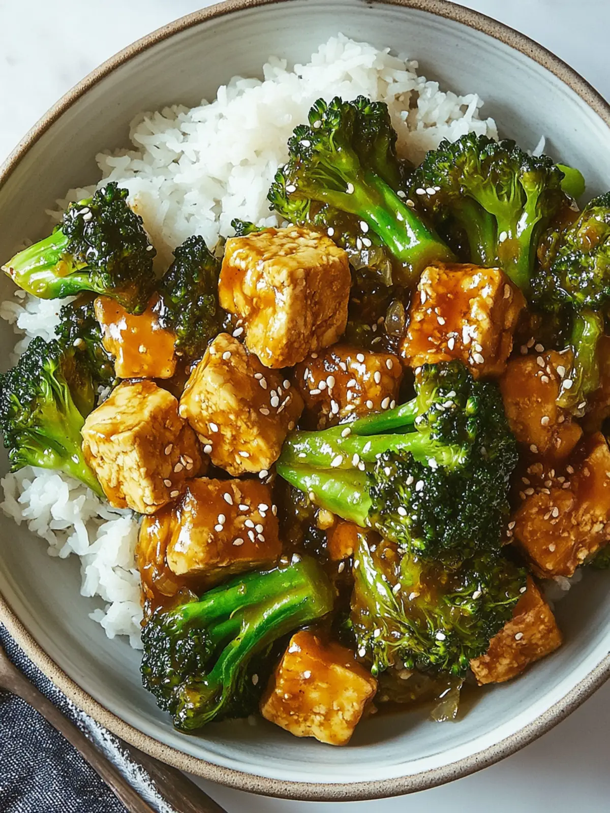Half-Servings Stir-Fried Tofu with Broccoli and Sesame