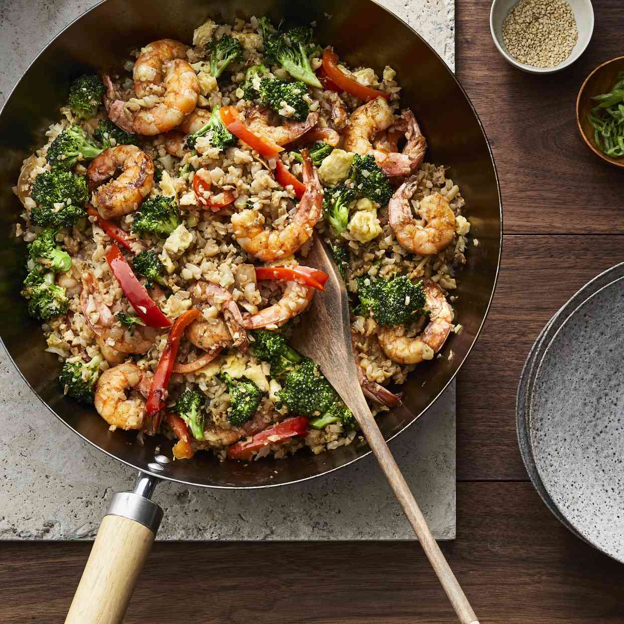 Zesty Shrimp Stir-Fry with Bell Peppers and Cauliflower Rice