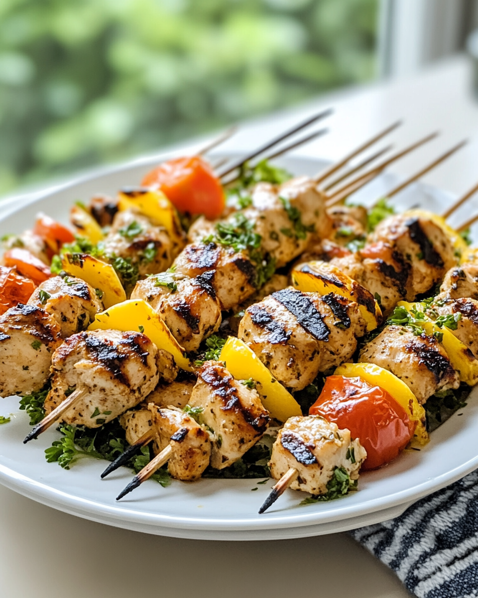 Citrus-Marinated Grilled Chicken Skewers with Summer Herb Chimichurri