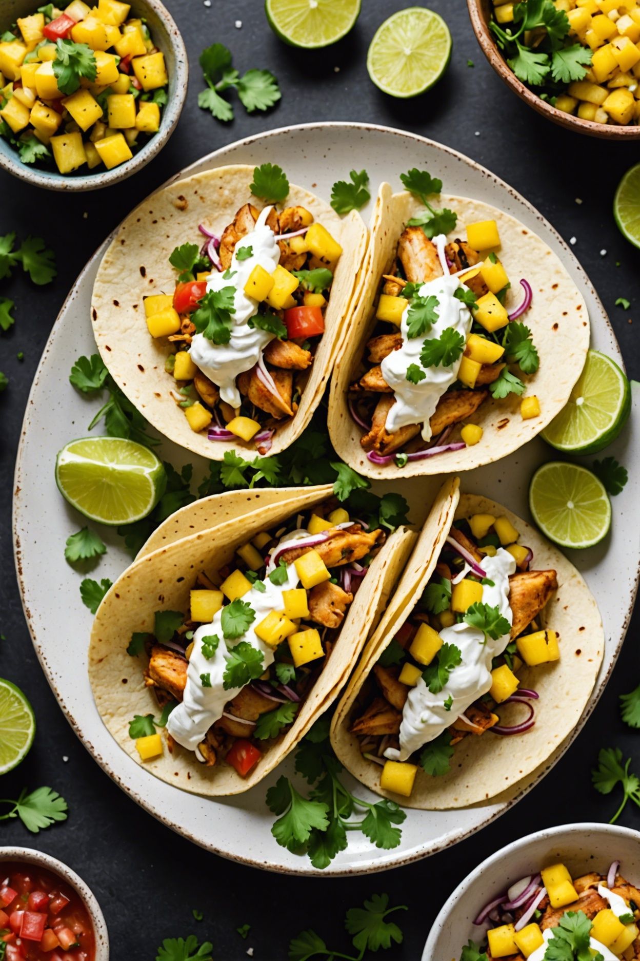 Sheet Pan Mexican-Inspired Chicken Tacos with Charred Pineapple Salsa
