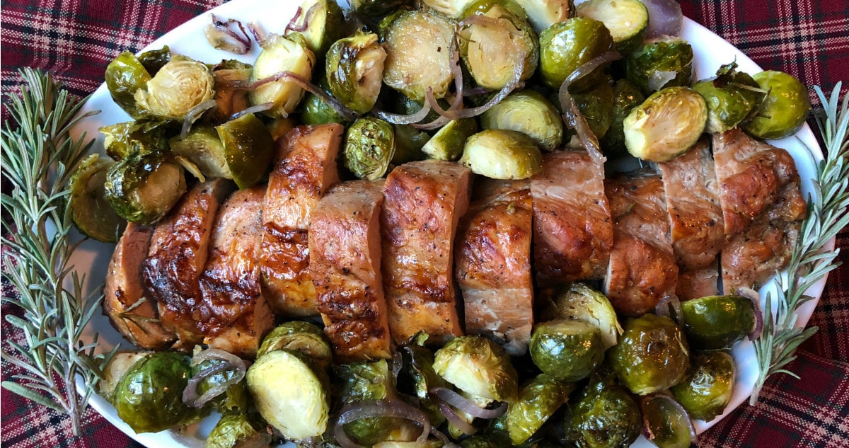 Maple-Mustard Glazed Pork Tenderloin with Roasted Brussels Sprouts