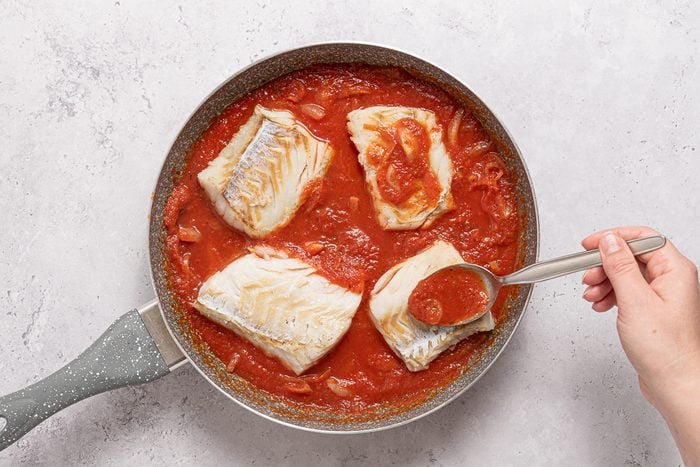 Pan-Seared Cod with Spicy Rhode Island Tomato Sauce