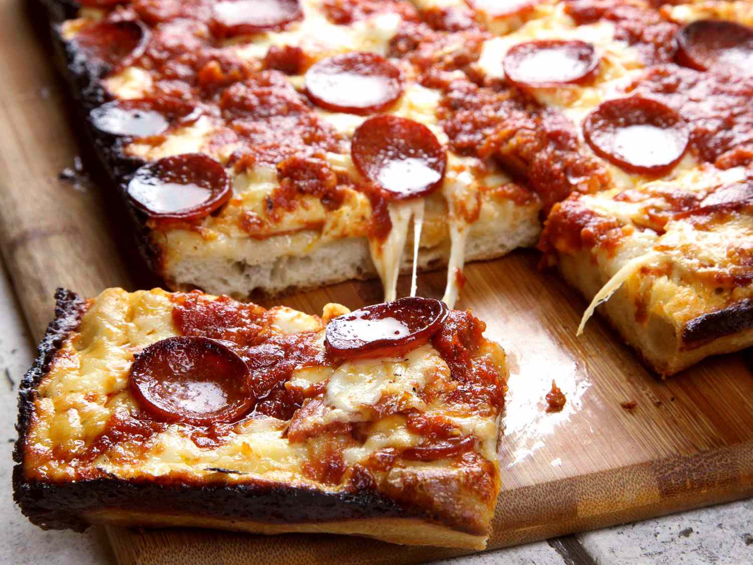 Detroit-Style Brick Oven Pepperoni Pizza