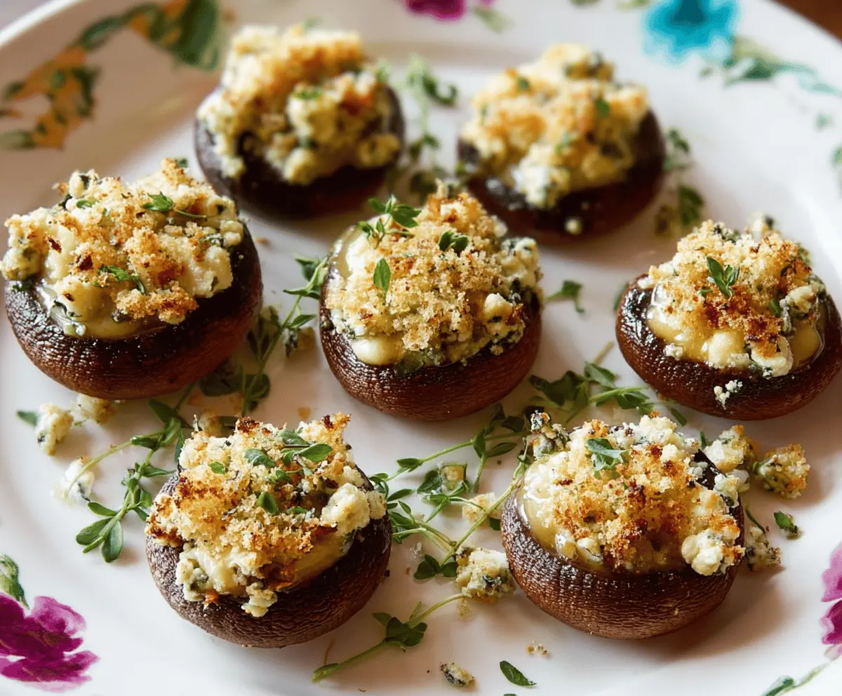 Baked Brie-Stuffed Mushrooms with Walnuts and Thyme