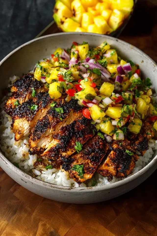 Jerk-Spiced Chicken Thighs with Pineapple Salsa