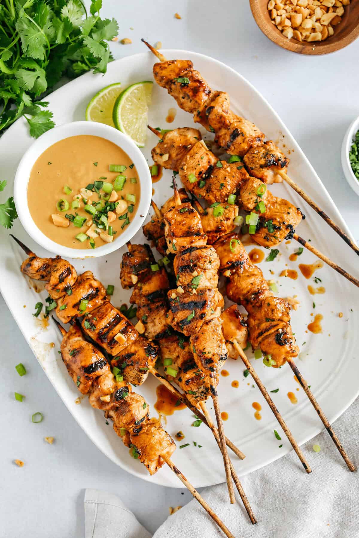 Grilled Suya-Spiced Chicken Skewers with Peanut Sauce