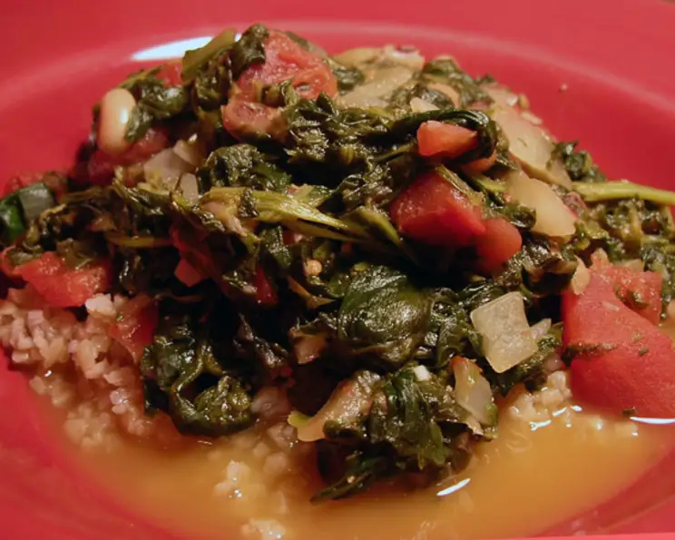 Plantain and Black-Eyed Peas Stew with Spinach