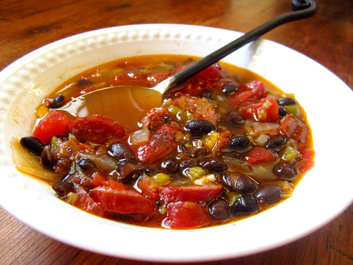 Rio-Style Black Bean Stew with Smoked Sausage