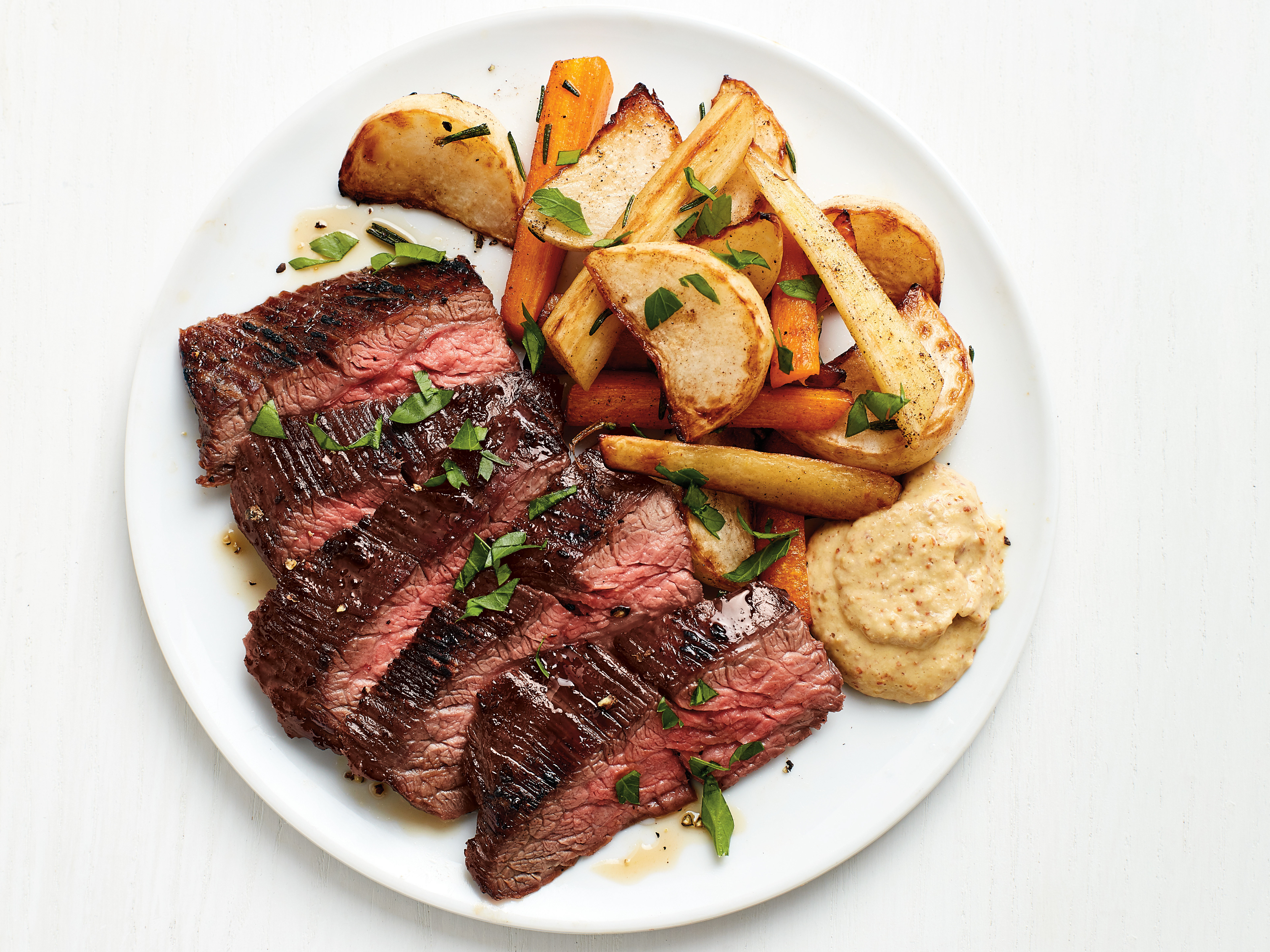 Seared Megaraptorid Steak with Roasted Cretaceous Root Vegetables