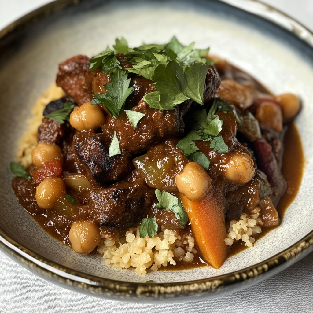 One-Pan Moroccan-Spiced Lamb with Chickpeas and Roasted Vegetables