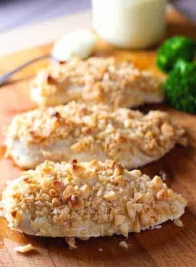 Macadamia-Crusted Chicken with Wattleseed Aioli and Garden Salad