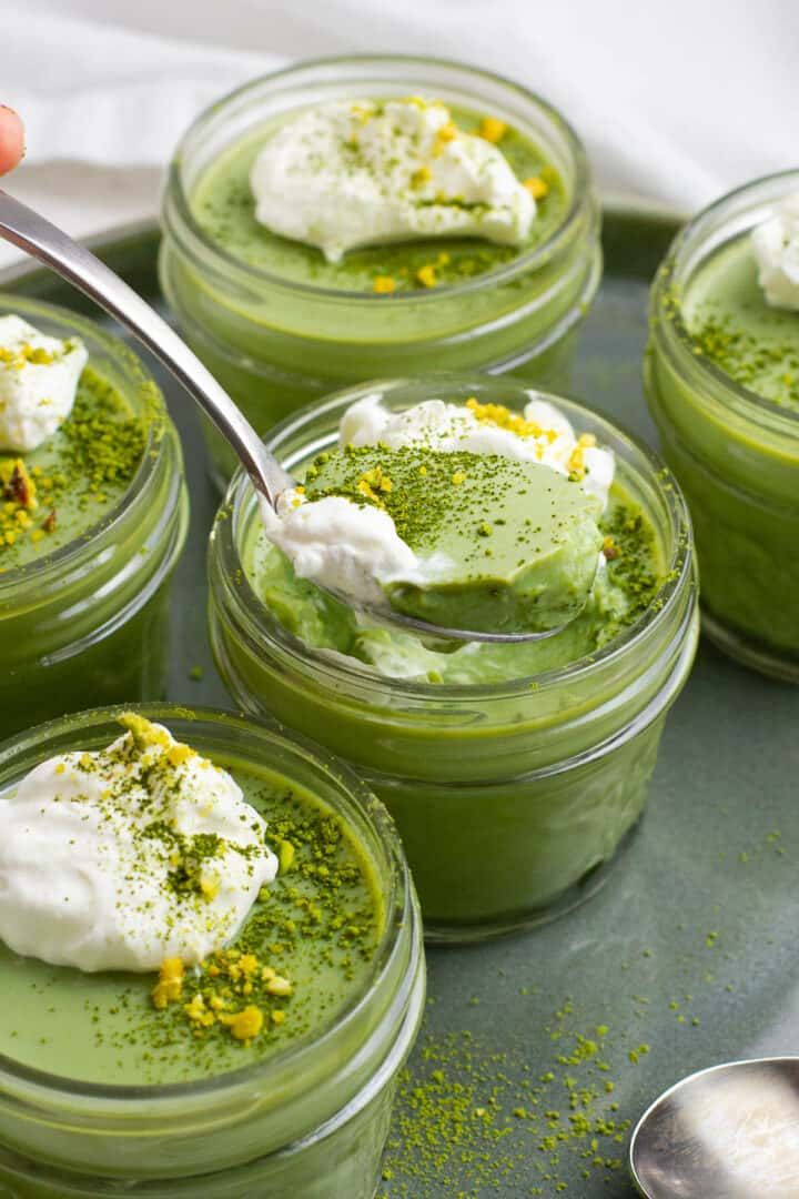 Japanese Matcha and White Chocolate Pudding