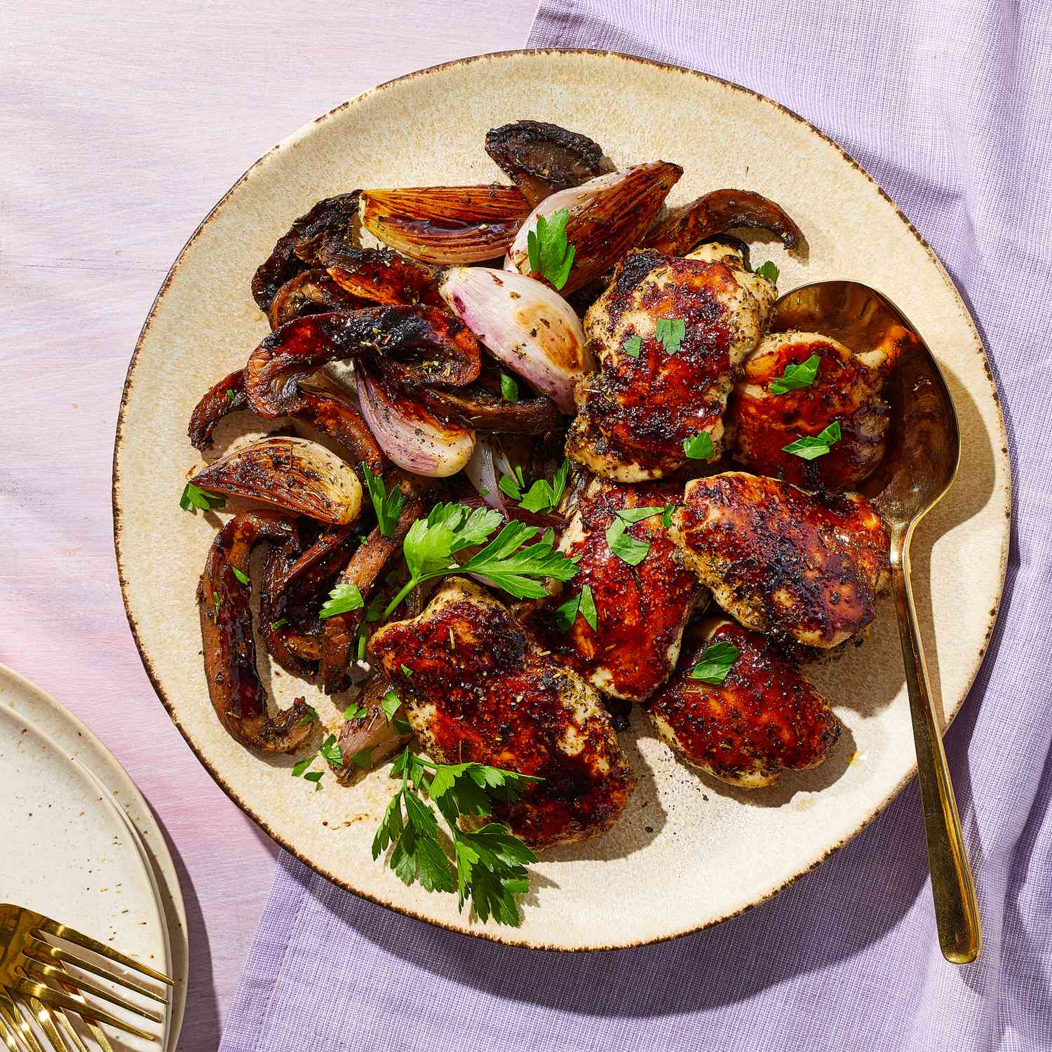 Pan-Seared Chicken Thighs with Caramelized Shallots and Balsamic Reduction