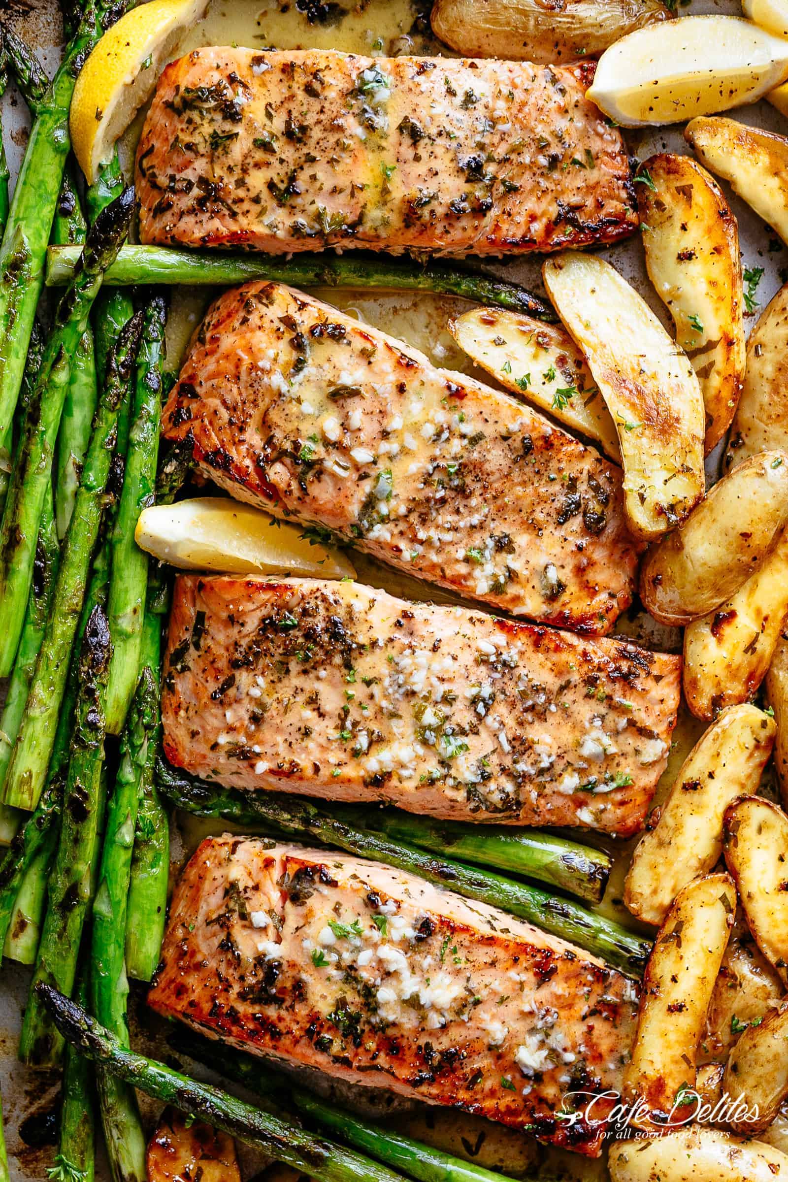 One-Pan Garlic Butter Salmon with Roasted Asparagus