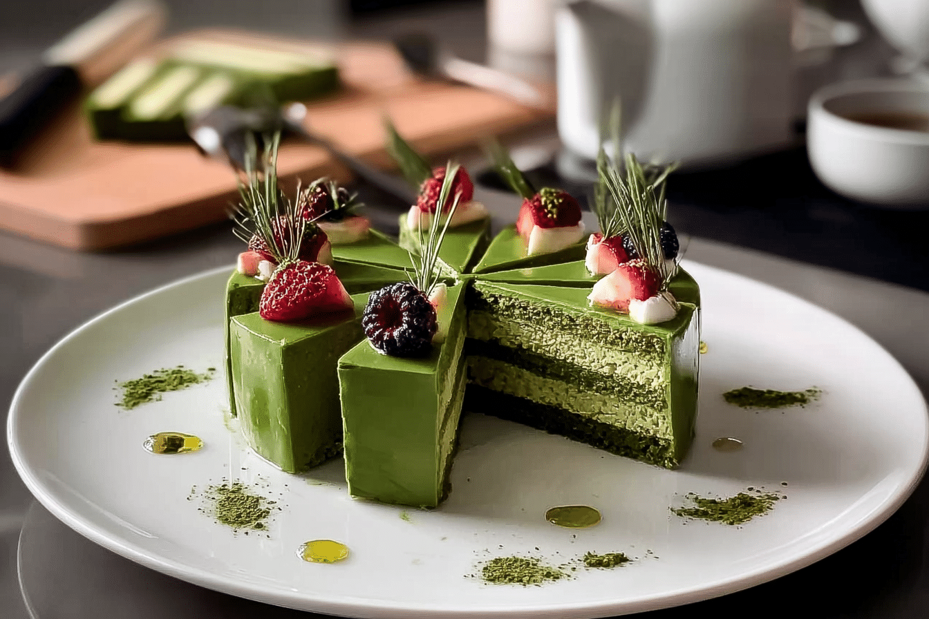 Matcha Green Tea Layered Mousse Cake
