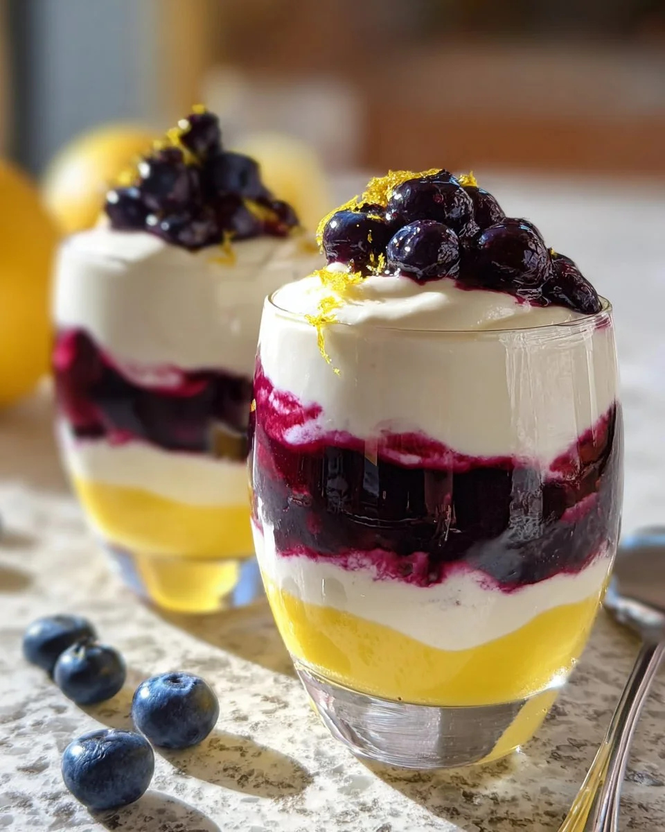 Lemon Blueberry Greek Yogurt Cheesecake Parfaits