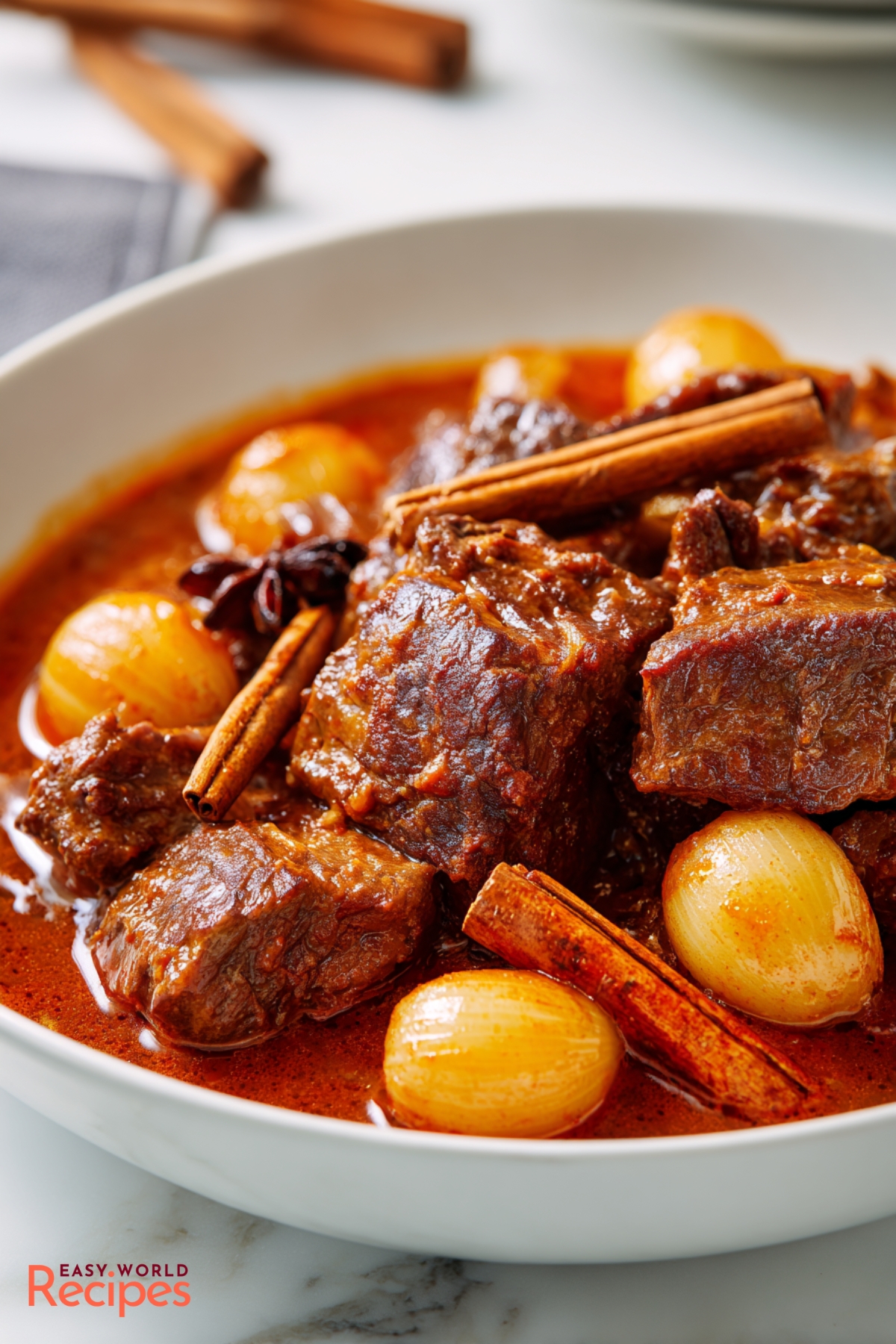 Slow-Simmered Beef Stifado with Red Wine and Cinnamon