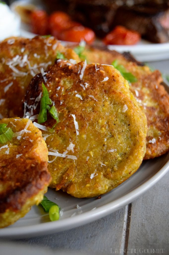 Pan-Fried Plantain Cakes with Cilantro-Lime Yogurt Dip