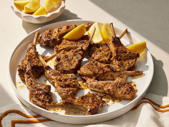 Greek Lemon-Oregano Grilled Lamb Chops with Tzatziki