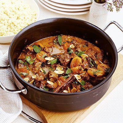 Stovetop Braised Moroccan Lamb with Apricots and Almonds