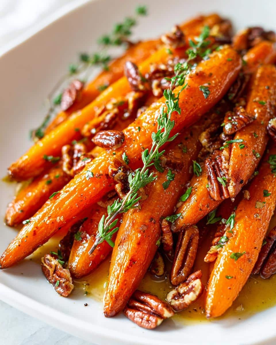 Maple-Glazed Roasted Carrots with Thyme and Toasted Pecans