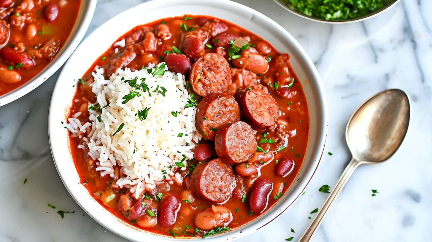 Cajun-Spiced Red Beans and Rice with Andouille Sausage