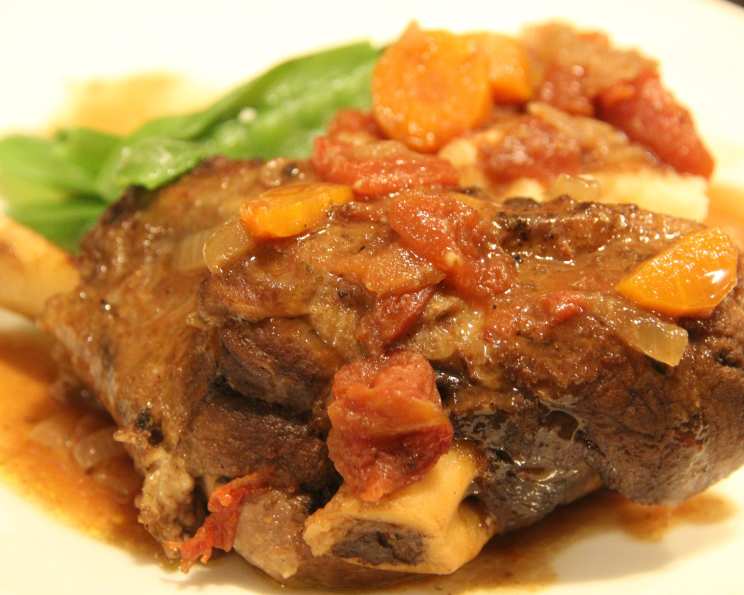 Slow-Cooked Lamb Shanks with Wattleseed and Tomato Ragout