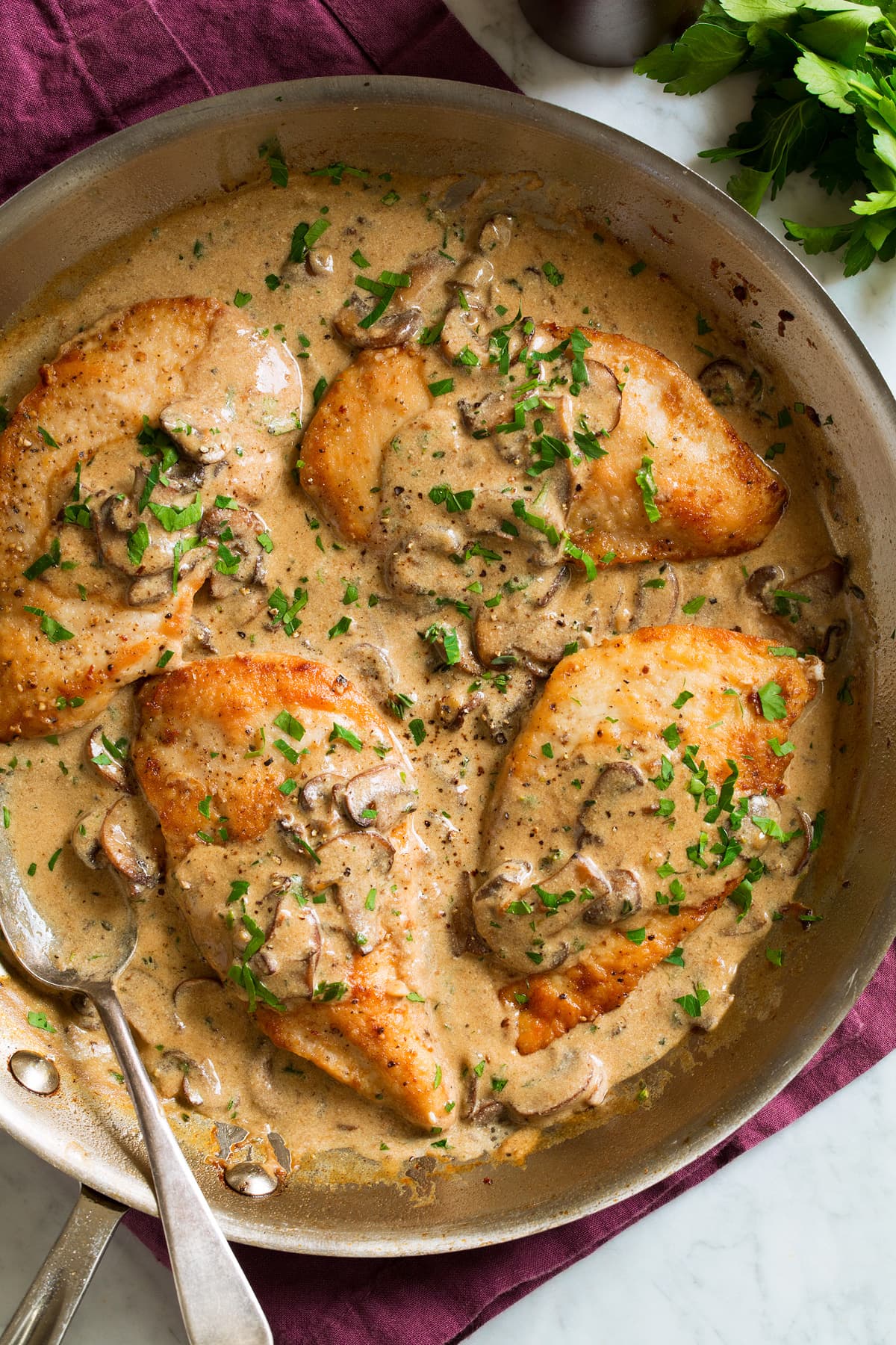 Pan-Roasted Chicken Thighs with Mushroom Marsala Sauce