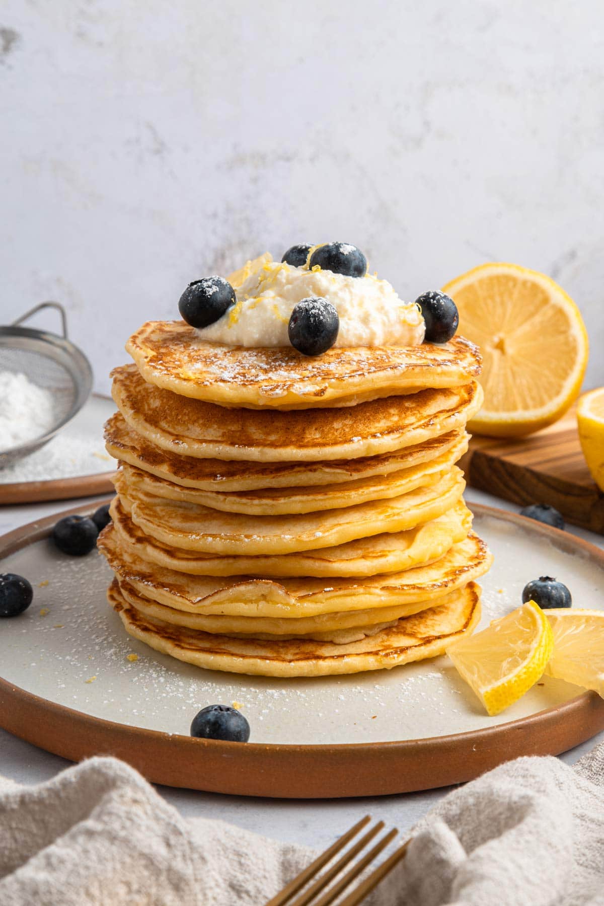 Lemon-Ricotta Pancakes with Fresh Strawberry Compote