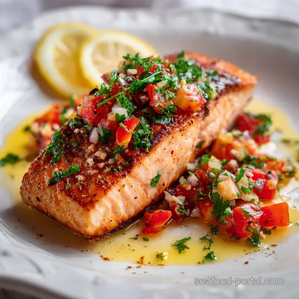 Pan-Seared Salmon with Mediterranean Herb Salsa