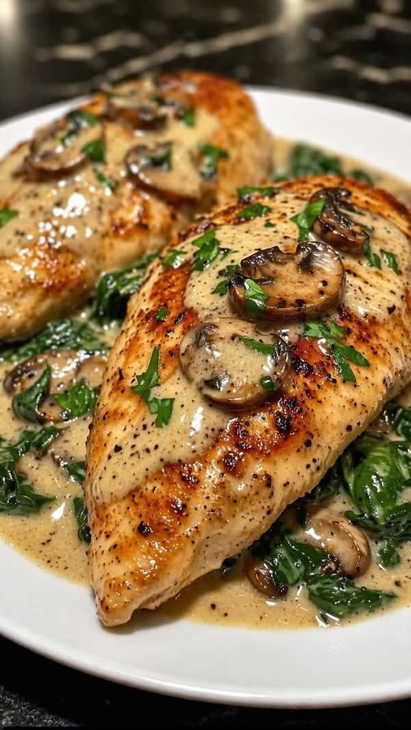Pan-Seared Chicken with Honey-Mustard Glaze and Sautéed Spinach