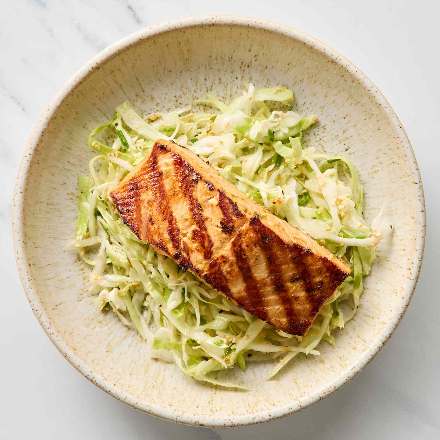 Ginger-Sesame Glazed Salmon with Asian Slaw