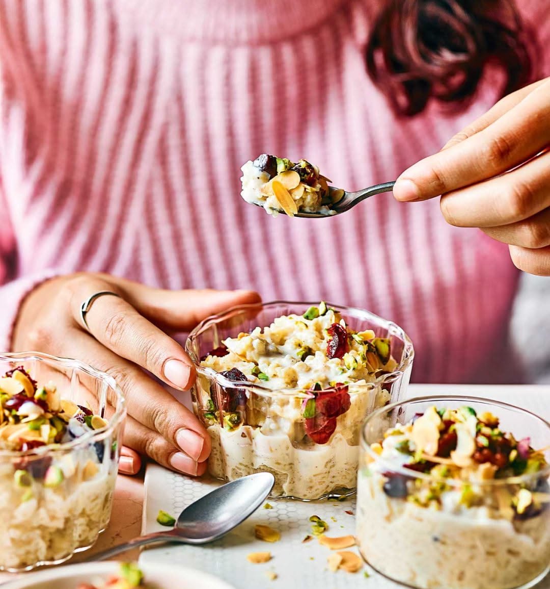 Baked Cardamom-Spiced Rice Pudding with Pistachios