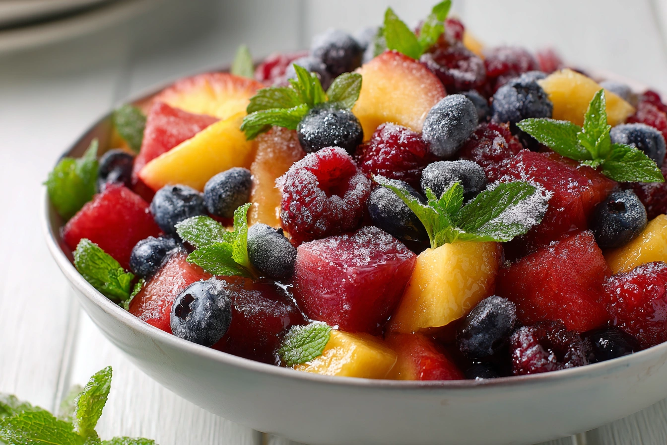 Frozen Herb-Infused Fruit Salad with Citrus Drizzle