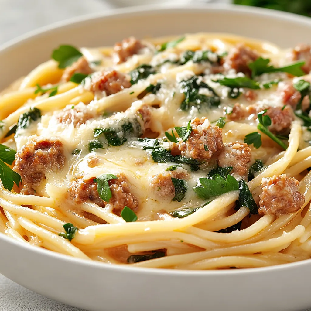 One-Pot Spaghetti with Italian Sausage and Spinach