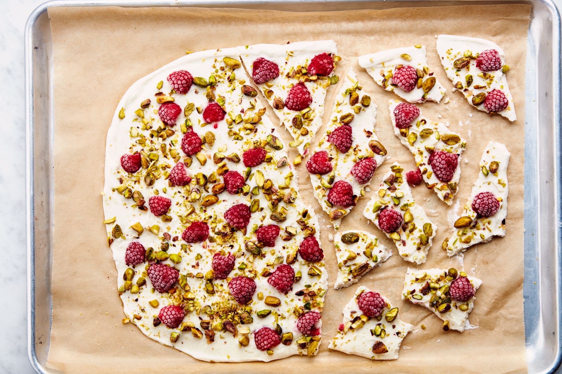 Vanilla Almond Frozen Yogurt Bark with Honey Drizzle